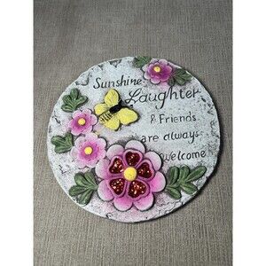 Fairy Garden Forest Figurine Welcome Sign Flower Bee Glitter Garden Decor Plaque